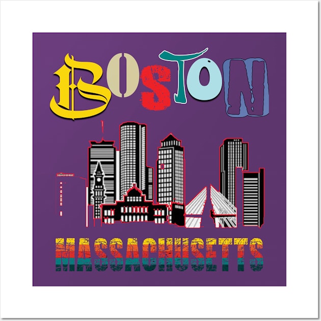 Boston Massachusetts Wall Art by TeeText